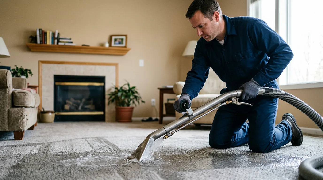 Water damage restoration technician working near Deerfield, NH